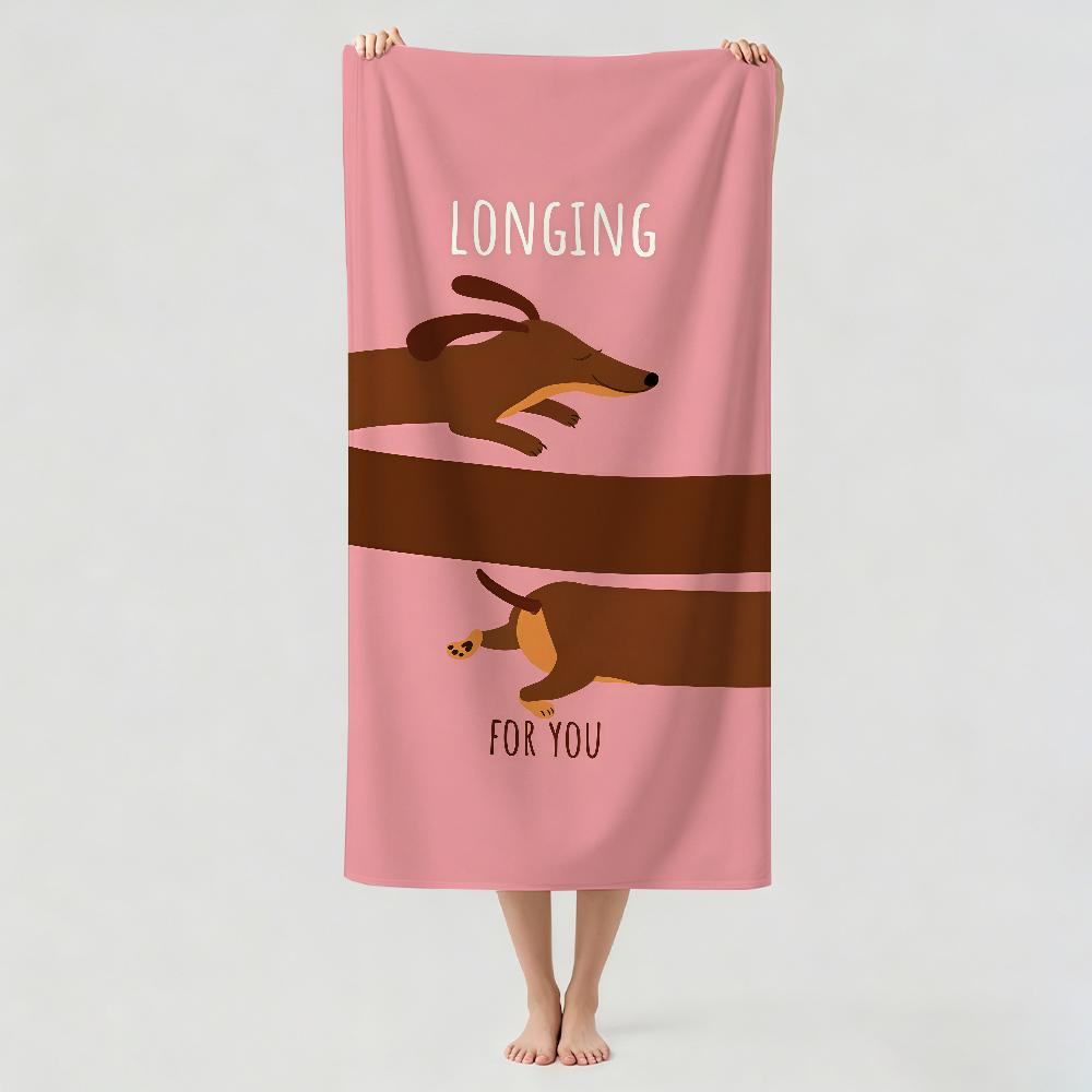 Cartoon cute Dachshund Towel Drying Bath Towel Applicable To Light Swimming Camping Yoga Beach Out