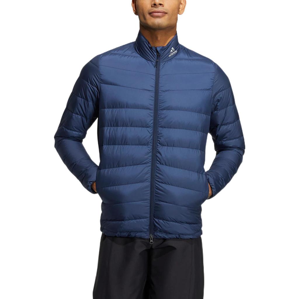Adidas Solid Color Logo Print Zipper Collar Down Jacket Men Outerwear Blue HG5769