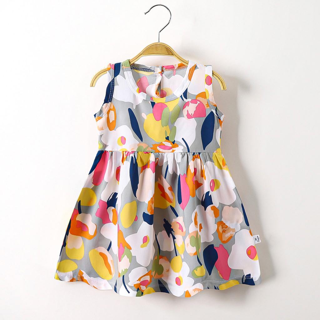 Princess Girl Summer Dress With Cotton Silk Fabric Cute Dot Print For Toddler Kids