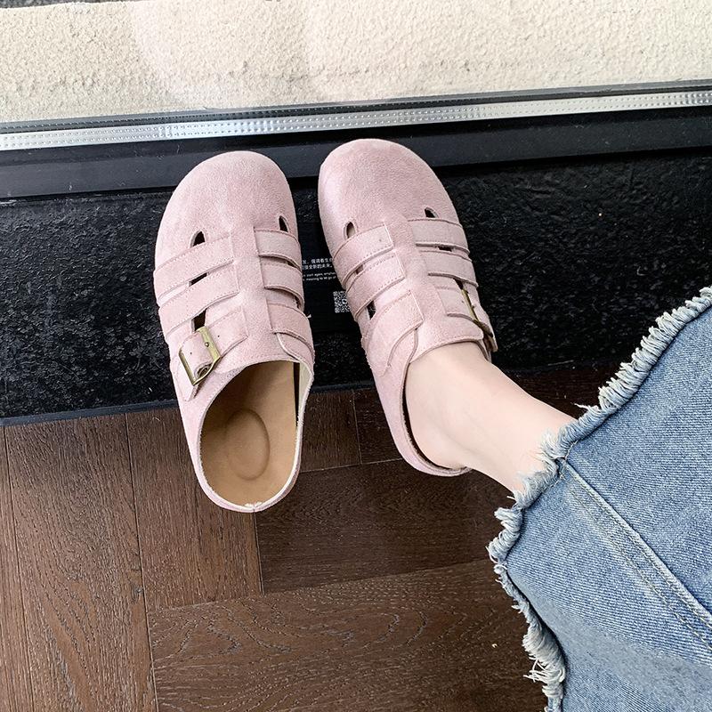 Mori Retro Hollowed-out Woven Boken Slippers Women's 2025 New Lazy One-pedal Thick-soled Bag Head Cool Slippers