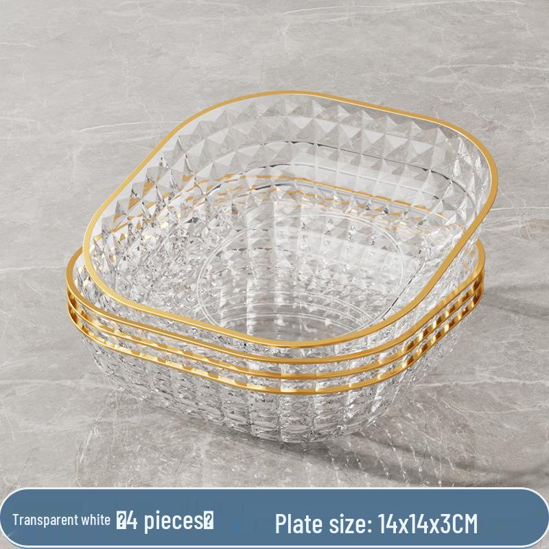 Transparent Gold Rim Fish Bone Dish Holder Set, Easy To Clean, Multipurpose for Living Room