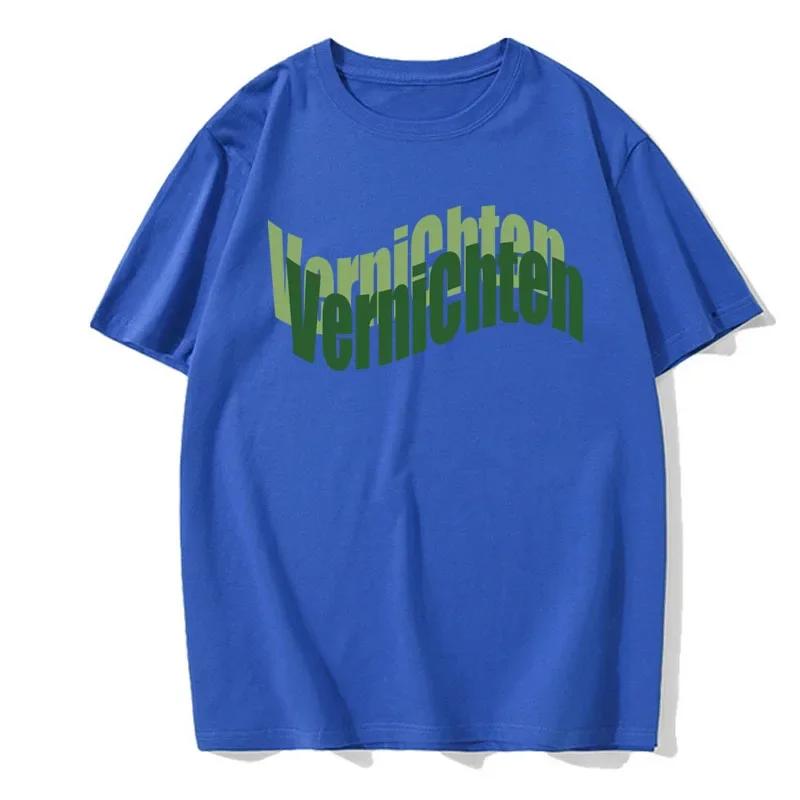 Men's Summer Versatile Solid Color Letter Print T-Shirt Fashionable Casual Street Style Round Neck Comfortable Summer Top