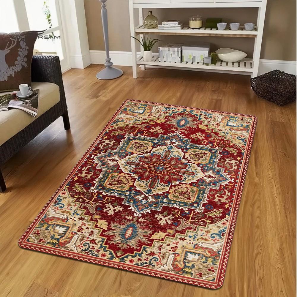 

Традиционный турецкий ковер, Ковер с медальоном, Богемный ковер для гостиной, Напольный декор в винтажном стиле, Моющийся ковер, Нескользящий ковер 40x60cm