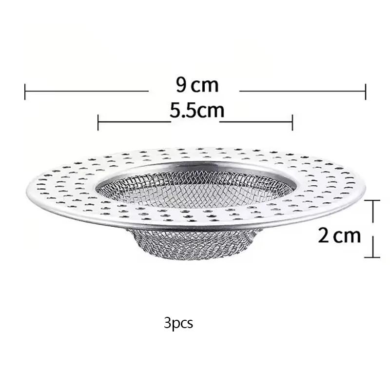 1/3/5pcs-Stainless steel floor drain net, sewer filter net, toilet, hair drain outlet, filtering and anti blocking device
