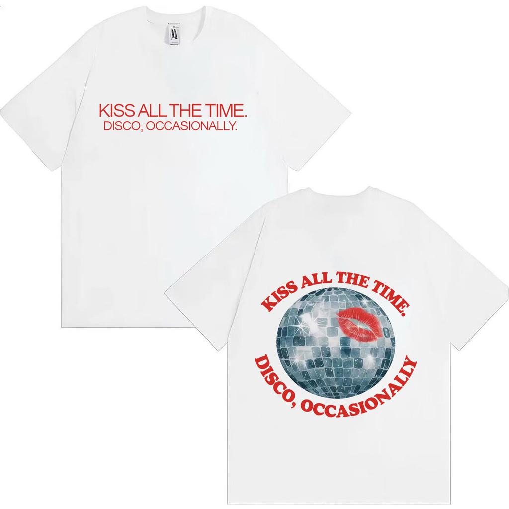 Harry Styles Kiss All The Time Disco Occasionally 2026 Double Sided Print T-Shirt Polyester Harajuku Comfortable Women Tee Shirts