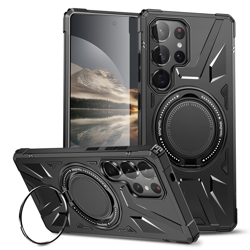 For Samsung Galaxy S25 Ultra Magnetic Case Kickstand TPU PC Phone Cover
