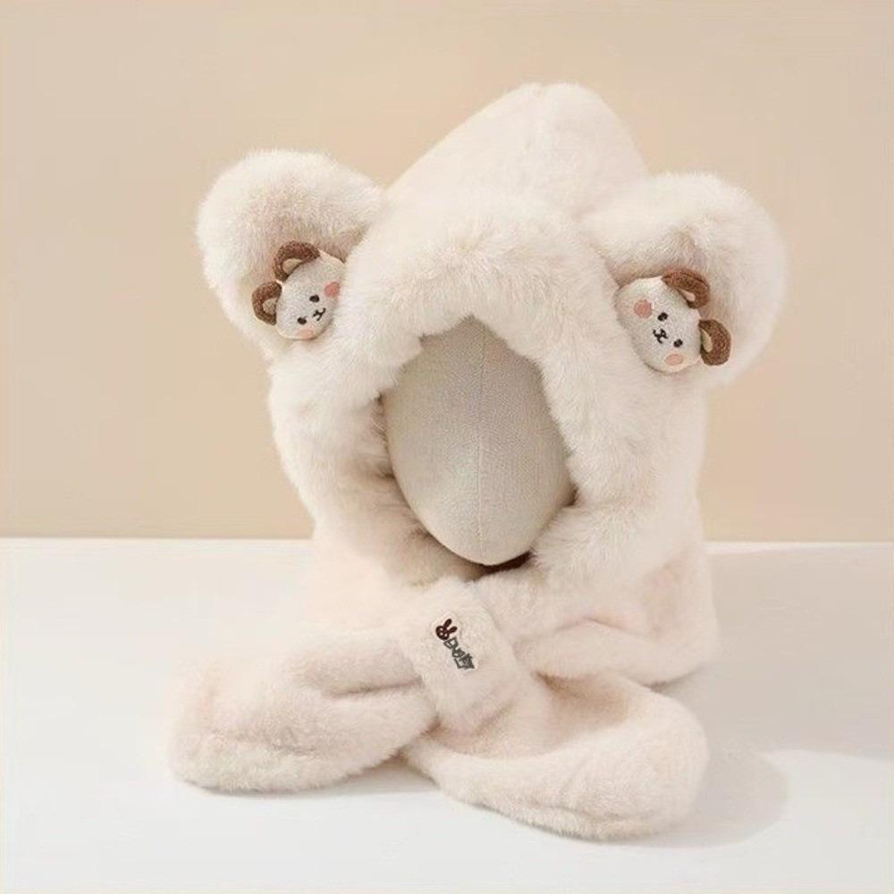 Plush Winter Baby Hat Windproof Pullover Hat New Kids Hat Hooded Scarf