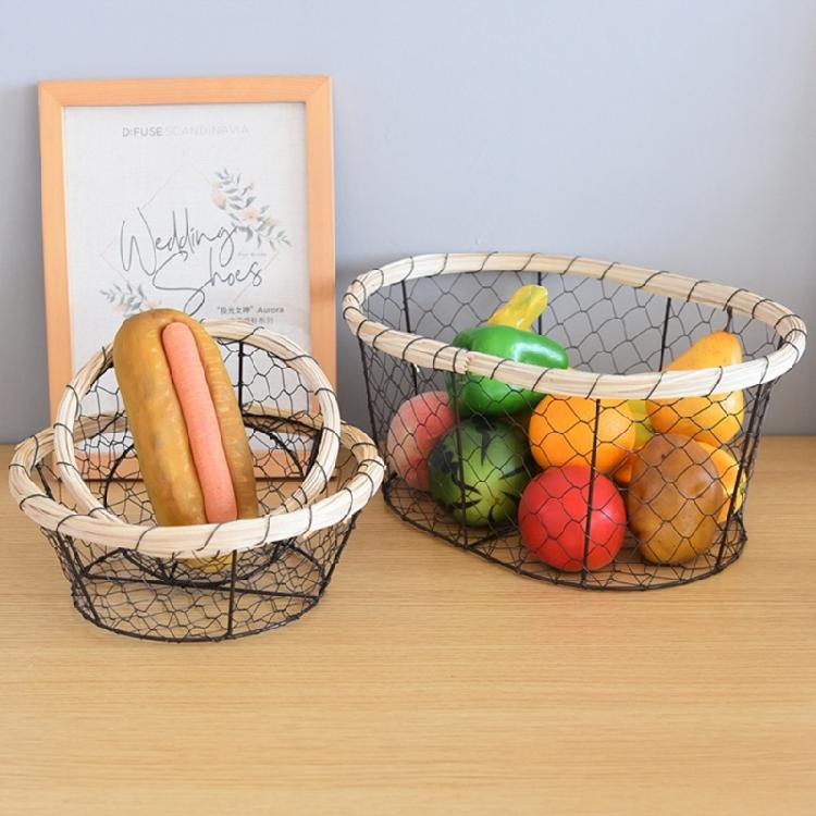 Round/Oval Shaped Wire Basket Space Saving Basket Fruit Holder Decorative Food Storage Solution Kitchen Accessory