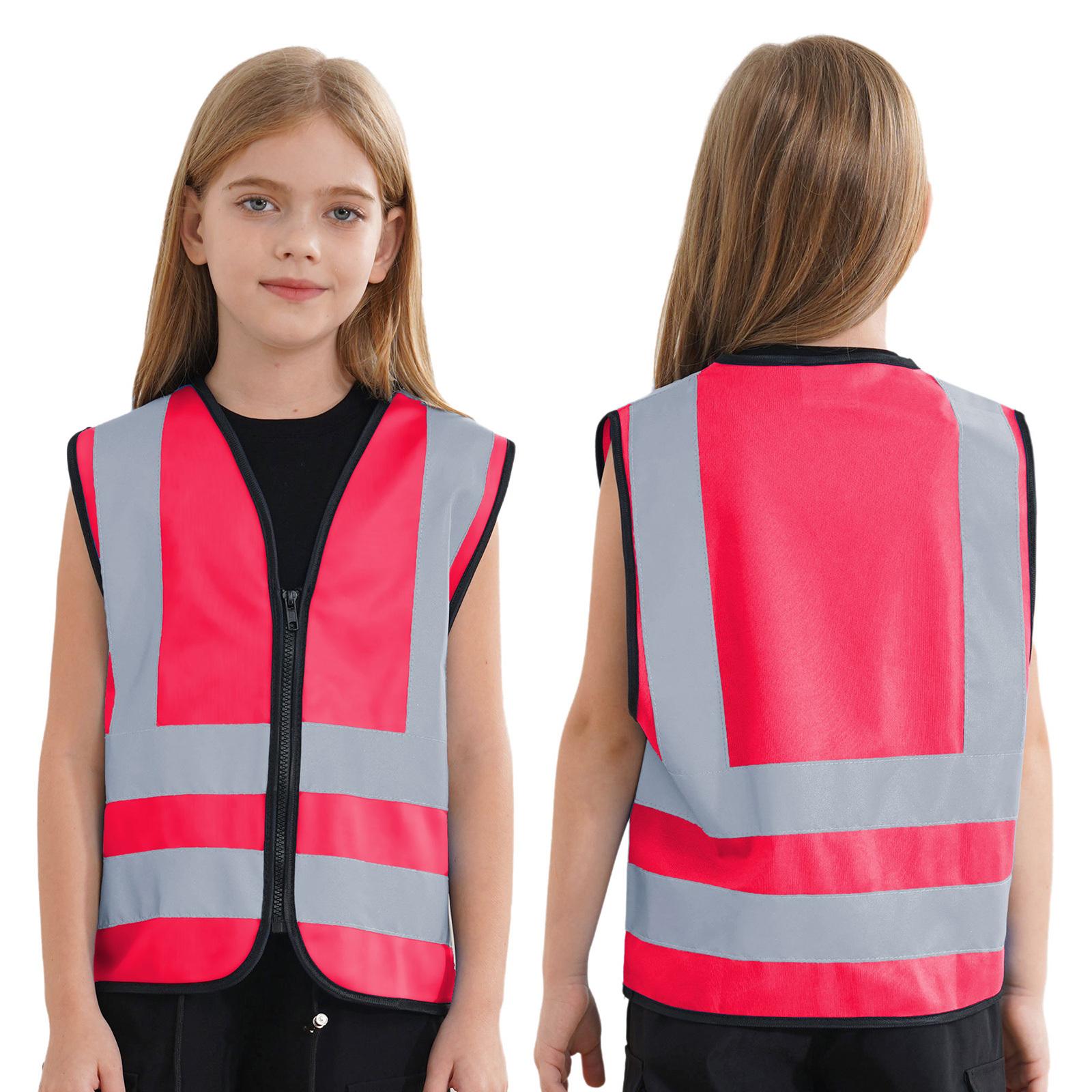 

Дитячий захисний жилет Світловідбиваючий одяг Дитячий захисний жилет Жовтий флуоресцентний захисний жилет високої видимості для школи на відкритому повітрі 7-10 Years гарячі рожевого кольору