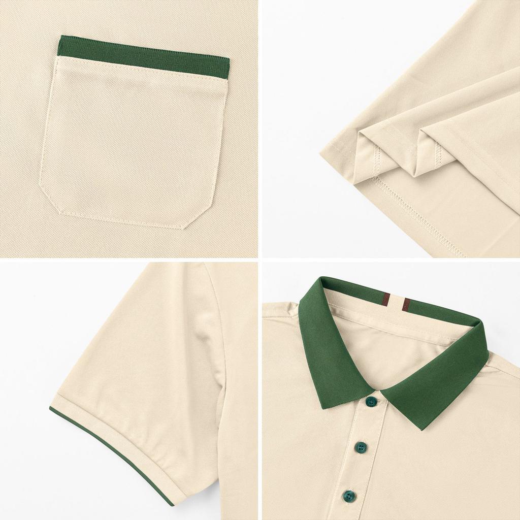Men’s Short Sleeve Polo Shirt with Collar Pocket Classic Fit Casual Button Down Top
