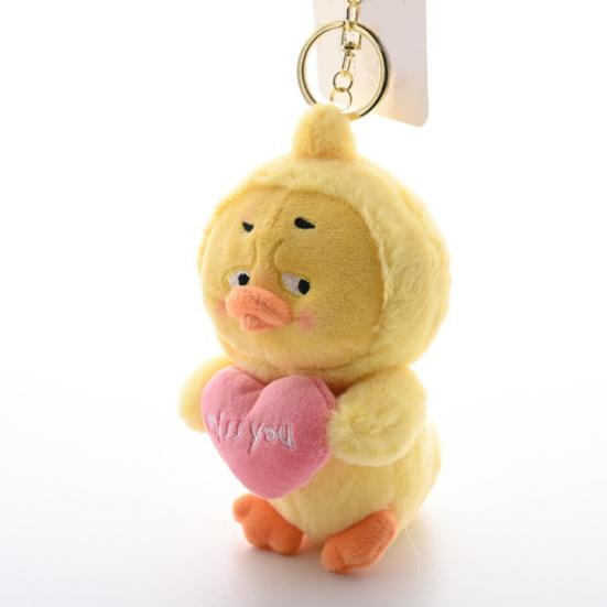Worried Duck Plush Keychain Cute Stuffed Animal with Random Accessory Soft Bag Charm & Car Decoration Gift for Kids Adults
