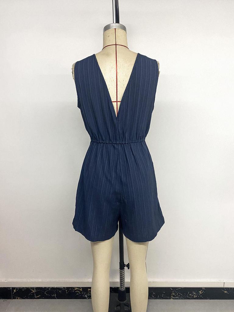 2026 Summer Sleeveless Backless Lace-up Waist-cinching Women's Jumpsuit