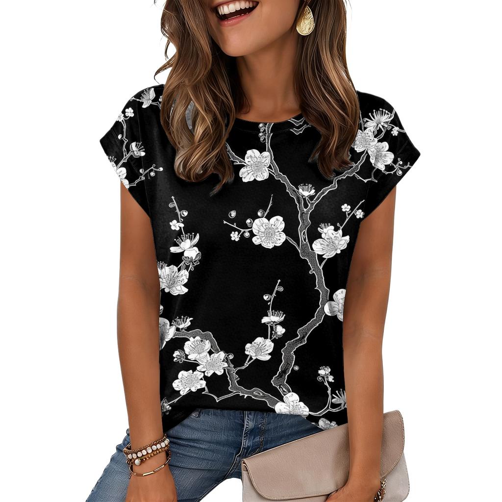 Women's Loose-Fit Fashionable Casual Retro Print T-Shirt