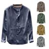 Men Shirt Stand Collar Solid Color Soft Single-breasted Buttons Breathable Long Sleeves Plus Size Casual Wear-resistant Men Tops for Daily Wear