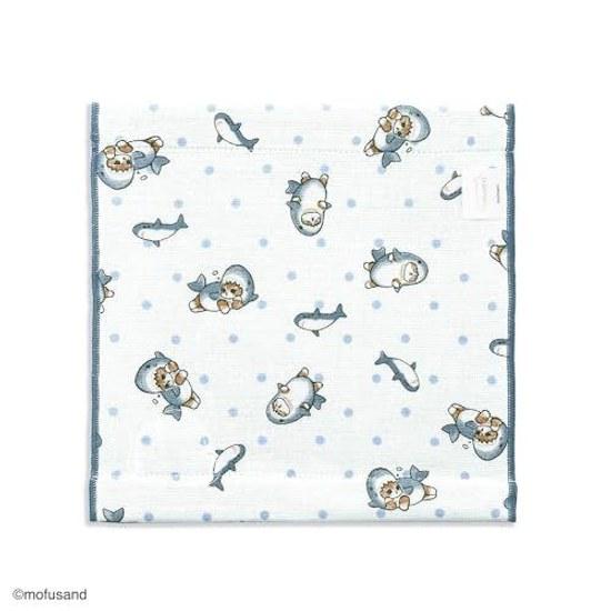 Mofusand Shark Cat Towel Handkerchief Blue Cute Gauze Pile Approximately 2424 Cm