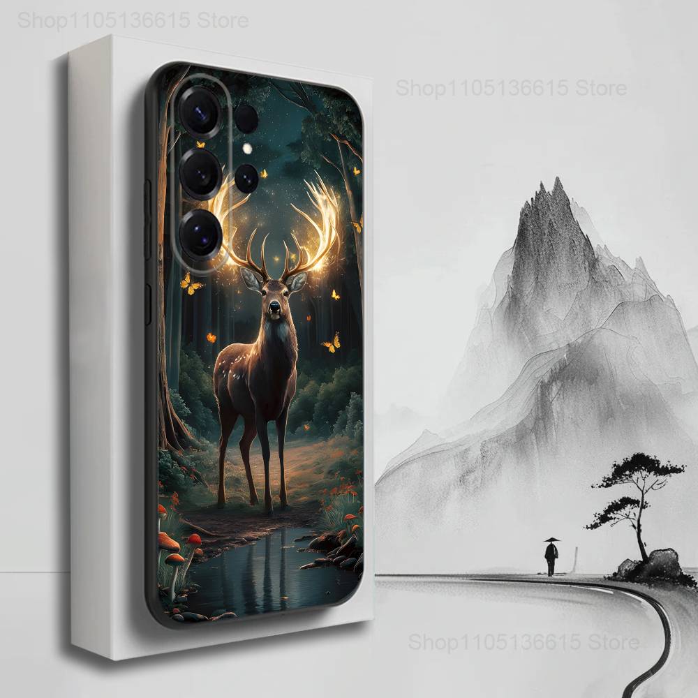 Cute Deer Animals Case For Samsung S10,Plus,S9,S22,S25,Ultra,S24,S21,S20,S23,FE,Lite,Soft Silicone Black