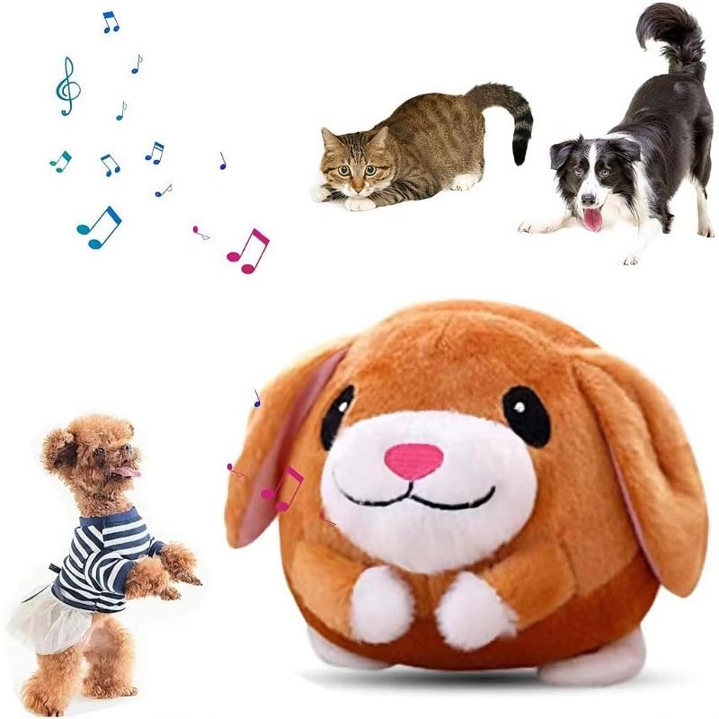 Vibrierendes Hundespielzeug Wiederaufladbarer Teaser für Haustierkatzen Hunde Interaktiver Plüsch-Schweinchenball mit Hüpfen und Soundeffekt