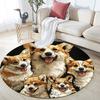 Corgi pattern round rug,Carpet Rug for Living Room Bedroom Playroom ,Non-slip Floor Mat,Holiday Gifts and Birthday Gifts.