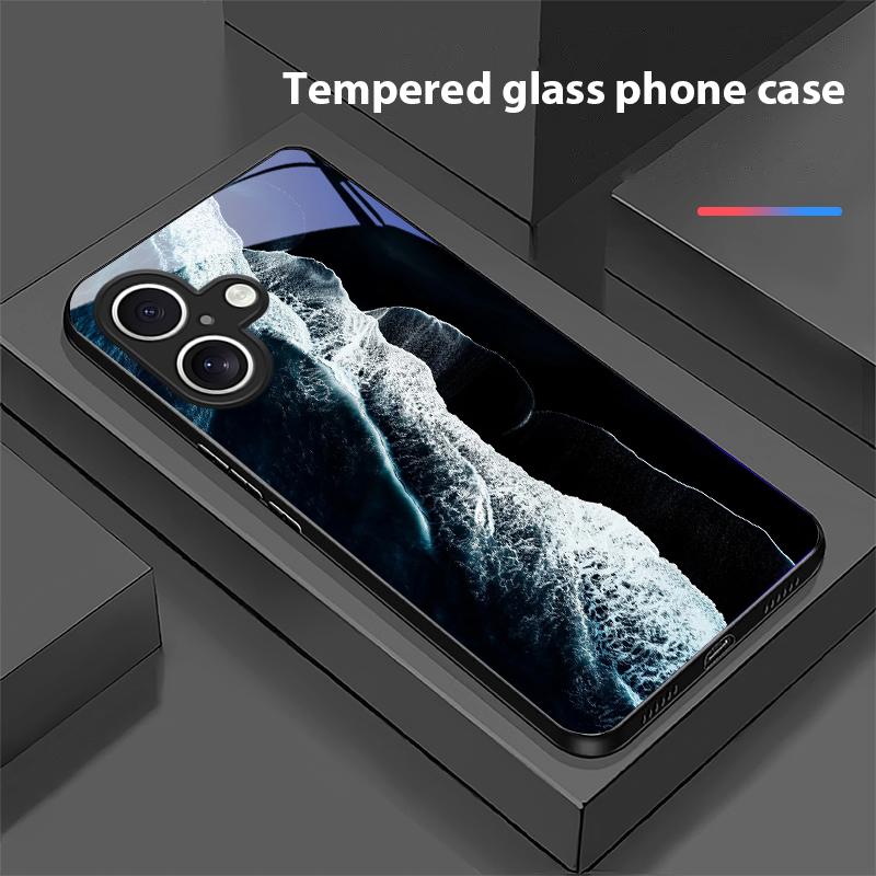 High Mountain Flow Dla Apple IPhone 16E 16 E 11 13 15 P Ro 14 Pro Max 12 Mini 7 8 Plus XR X XS Czarne Szkło Hartowane Etui na Telefon