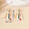 Fashionable Oil Painting Irregular Print Earrings