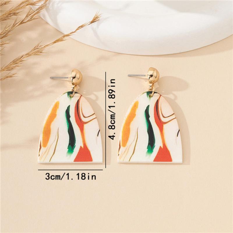 Fashionable Oil Painting Irregular Print Earrings