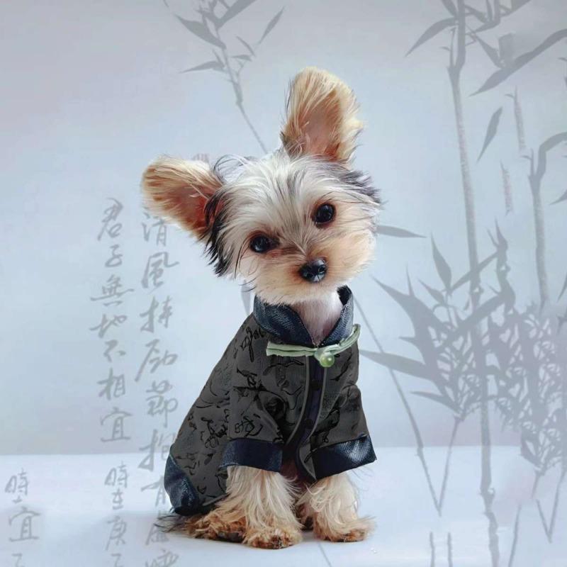 

Китайская каллиграфия одежда для собак ультралегкая и тонкая персонализированная тедди Бигбер померанский шнауцер жилет для маленькой собаки тренд XL chest 50 back 40 about 10-6.5 kg