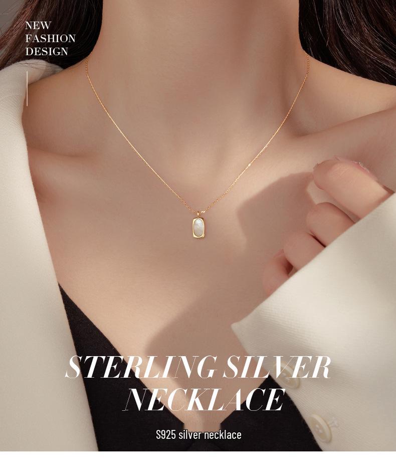 Colier cu Pandantiv Banyan Tree Argint S925 Retro Scoică Albă - Lanț Claviculă de Vară 2024 High-End pentru Femei