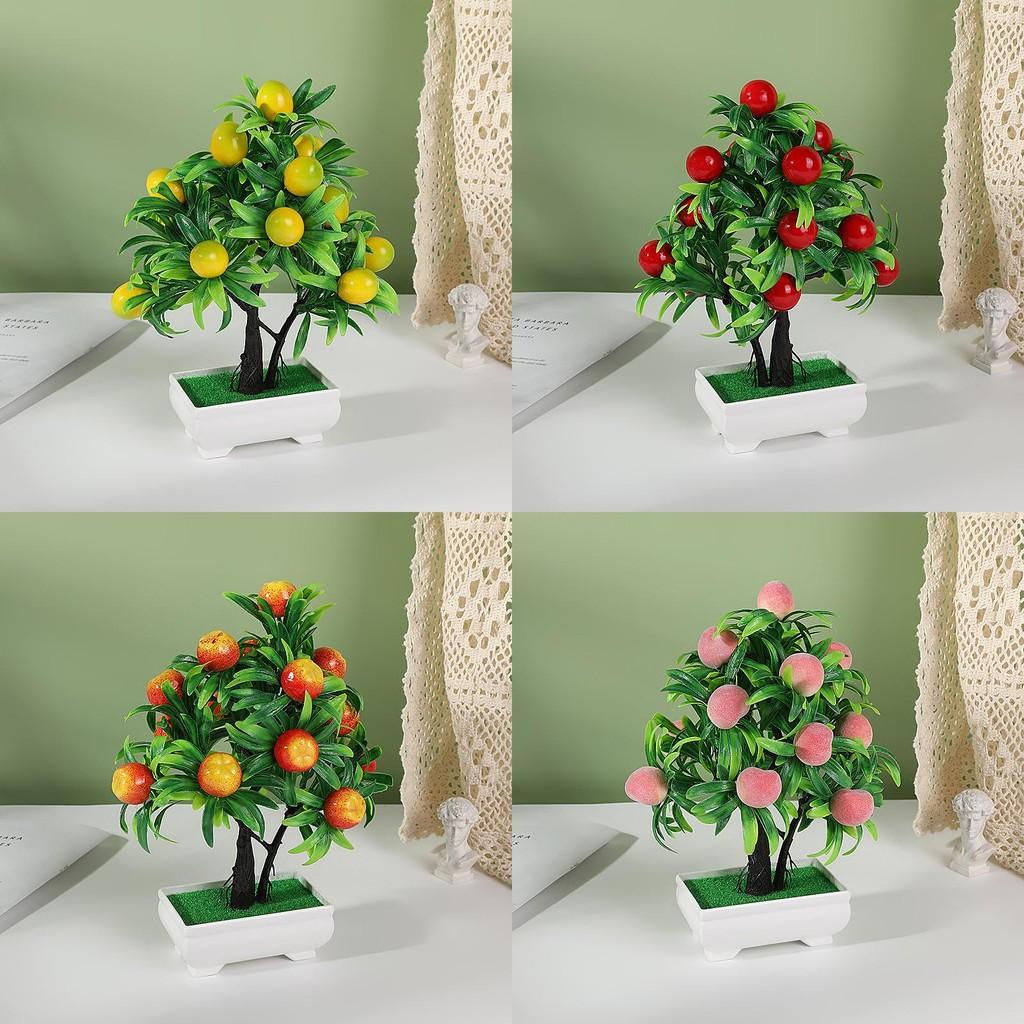 Peach Lemon Simulated Orange Pomegranate Tree Artificial Plant Potted