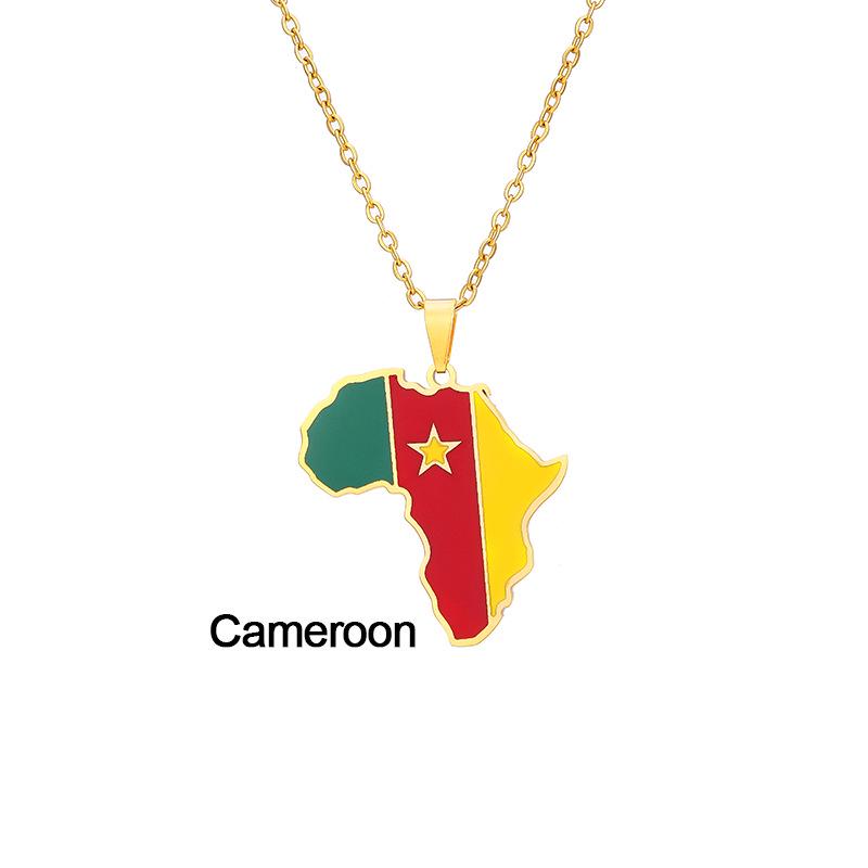 Edelstahl Afrikanische Karte Halskette: Elfenbeinküste, Ruanda, Ägypten, Uganda