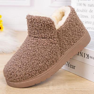 Kadın Peluş Teddy Kürk Yüksek Bilekli Kar Botları - Kalın Tabanlı & Sıcak Kış Modası