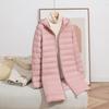 2025 Autumn/Winter Mid-Length Hooded Wavy Pattern Down Jacket - Lightweight Korean Style Loose-Slimming Outerwear for Moms