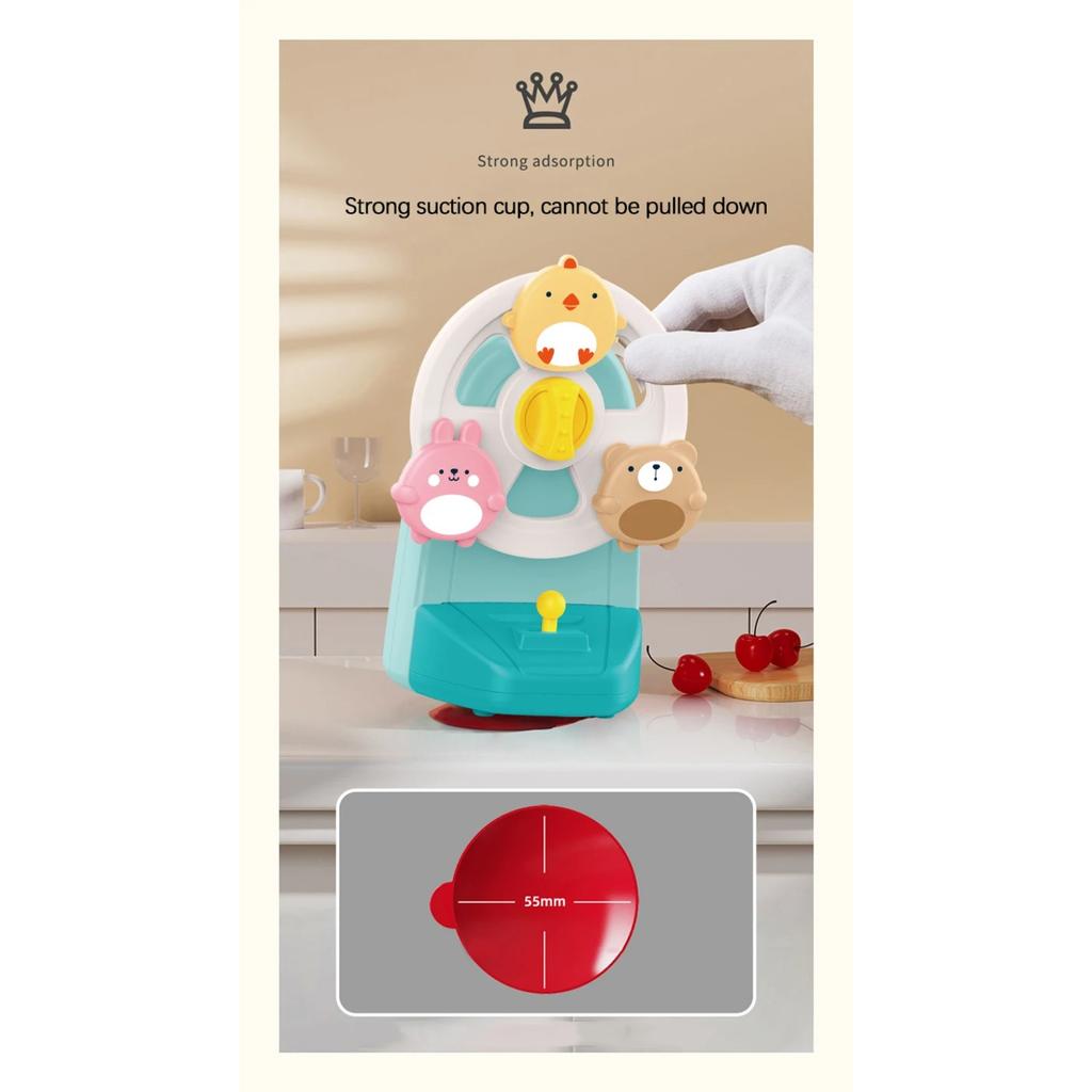 Baby Ferris Wheel Music Box Cartoon Animals Rotating Music Box Bed Bells Educational Toys for Baby Dining Table Suction Cup Toys
