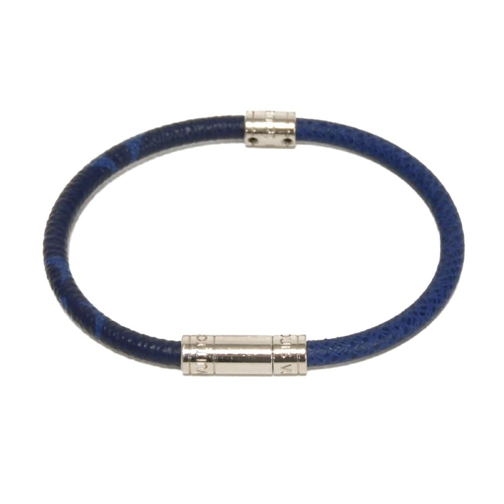 Used 12564 Neo Split Bracelet M8155D 7986 LV Logo Flower Blue Silver Taiga Rama Monogram Cobalt Men's from Japan