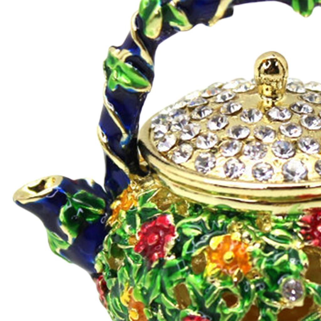 Creative Trinket Jewelry Box Enameled Teapot Necklace Rings Holder Collectible Storage Jar