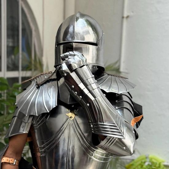 Cosplay Gothic Half Armor Suit Medieval Knight Chest Gauntlets Halloween And Festival Costume