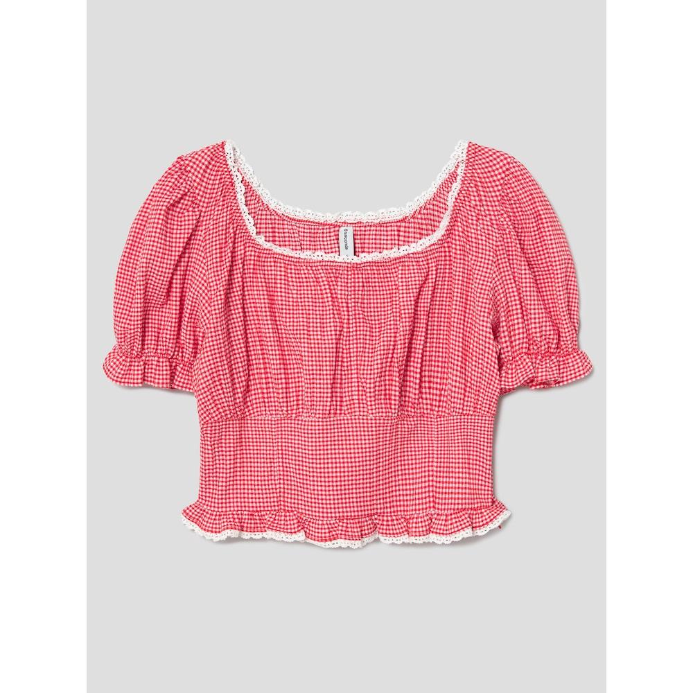 8seconds Gingham Check Crop Blouse Red (114765Ay36)