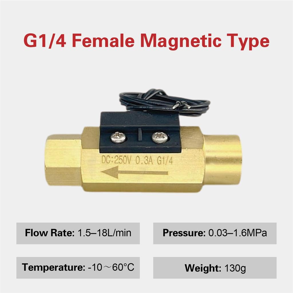 Brass Flow Switch Flow Meter Flowmeter 1.5‑3L/min G1/4 G1/2 Low Flow Water Normally Open Magnetic Spring Sensor Industrial