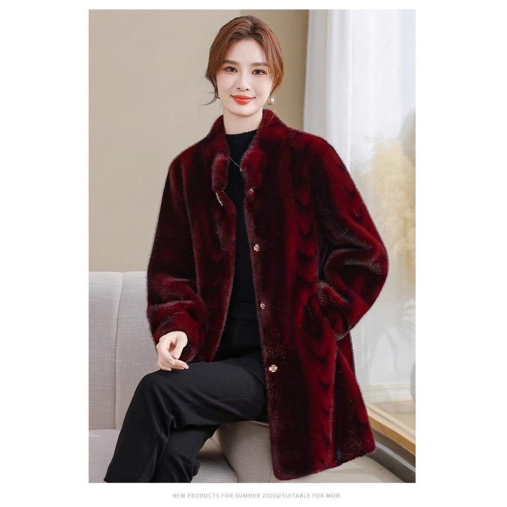 Mother's Winter Mid-length Mink Fleece Coat New Middle-aged and Elderly Women's Fur One-piece Thickened Sheep Shearling Coat