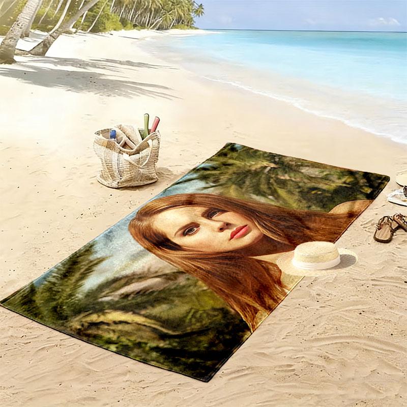 Lana Del Rey Print Beach Towel, Large Soft Quick Dry Towel for Beach Camping Swimming