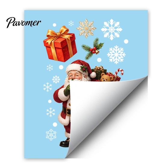 Reusable PVC Window Film Christmas Cling, Santa/Snowman/House/ Tree Patterns Print, Waterproof Creative Holiday Gifts Decorative Static Sticker
