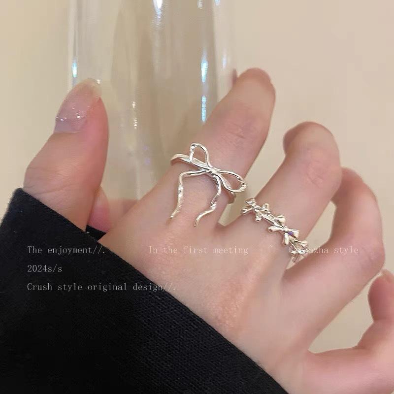 Belted Line Ring for Women, High-end Style, Index Finger Ring, Niche Design, Adjustable Ring