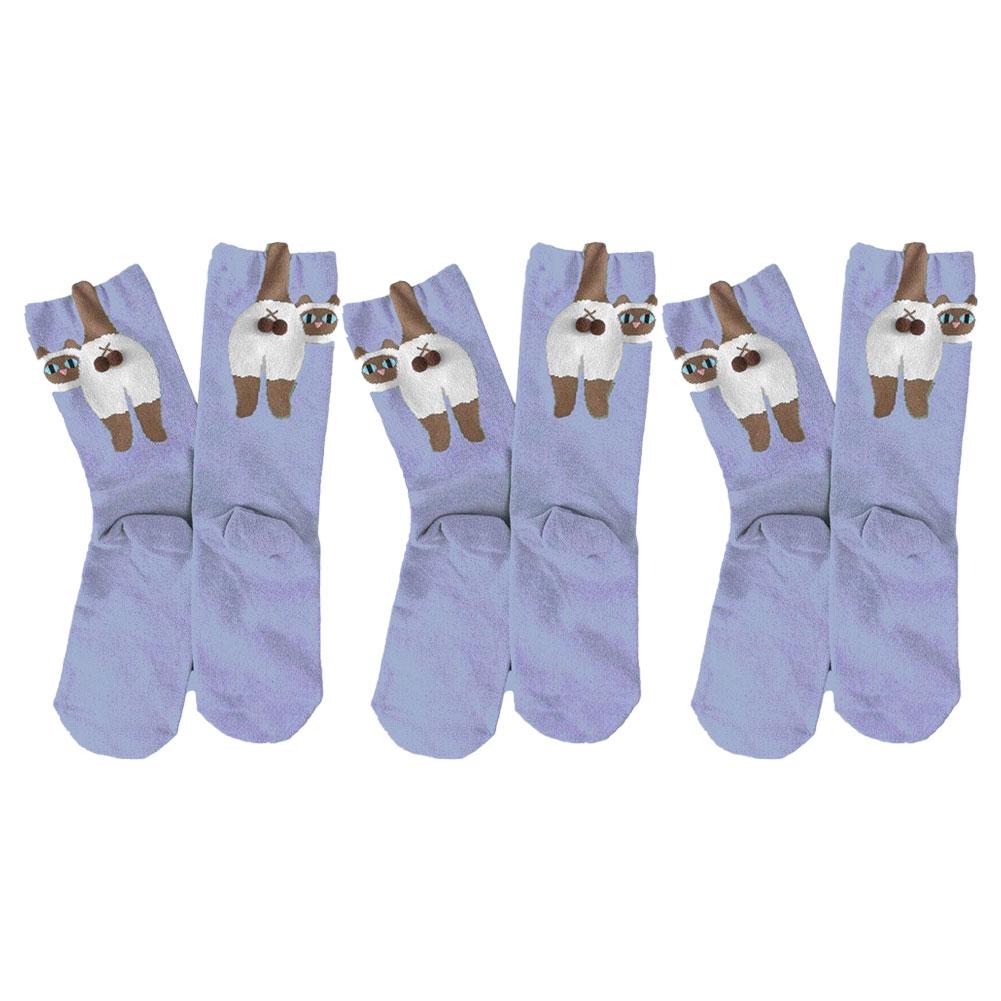 1/2/3/5/10PCSPCS Cute Cat Socks With Balls For Women 3D Funny Cat Socks With Fuzzy Balls Novelty Animal Crew Cotton Sock
