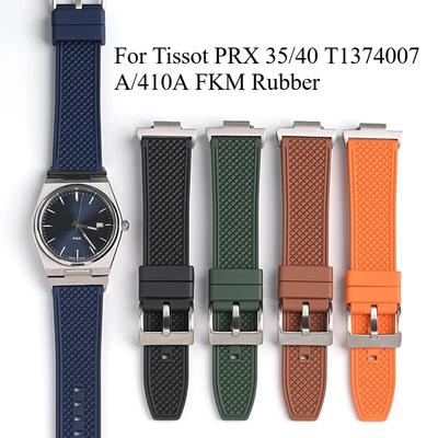Bracelet en Caoutchouc Fluoré 22MM pour Tissot PRX Adaptateur en Acier Inoxydable 12MM Super Player Métal Solide Boucle à Ardillon à Goupille à Libération Rapide Homme Doux