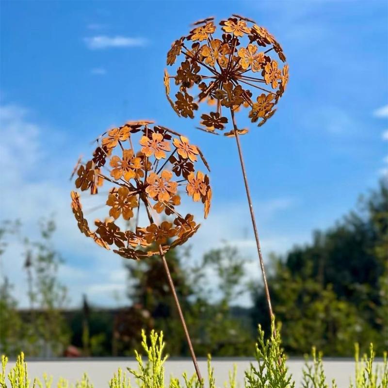 Rust Decoration for Garden Stake Metal Flower Garden Decoration Rust Trellis Flower Bed Stake Pot Stake Natural