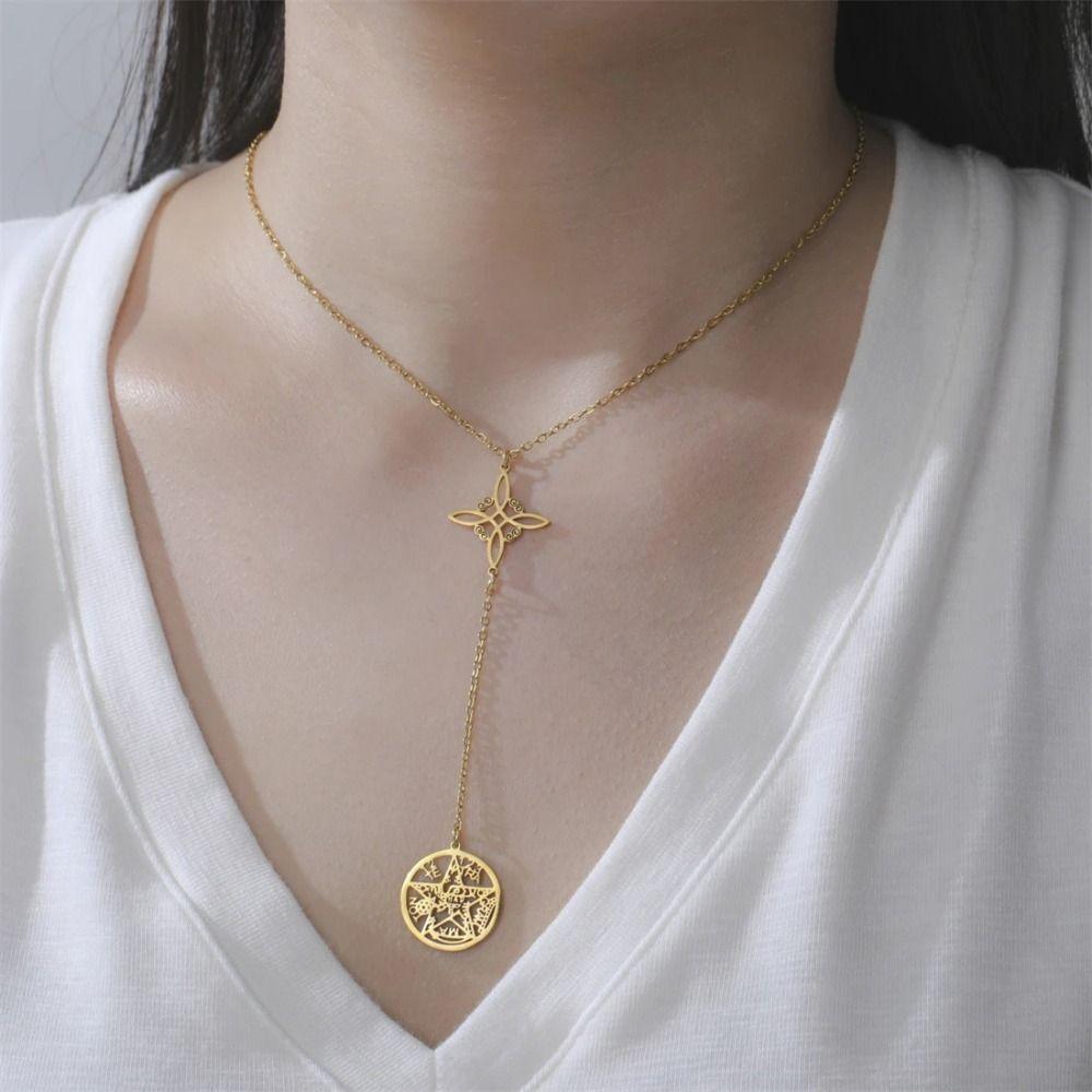 Sacred Symbol Witch Knot Necklace Stainless Steel Tetragrammaton Necklace  Gift Giving
