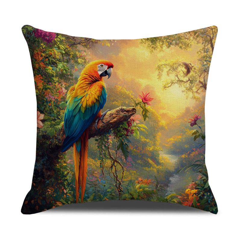 

Tropical Rainforest Parrot Animal Decoration Digital Print Linen Pillow Cover 45 * 45Cm-linen (excluding pillow core)