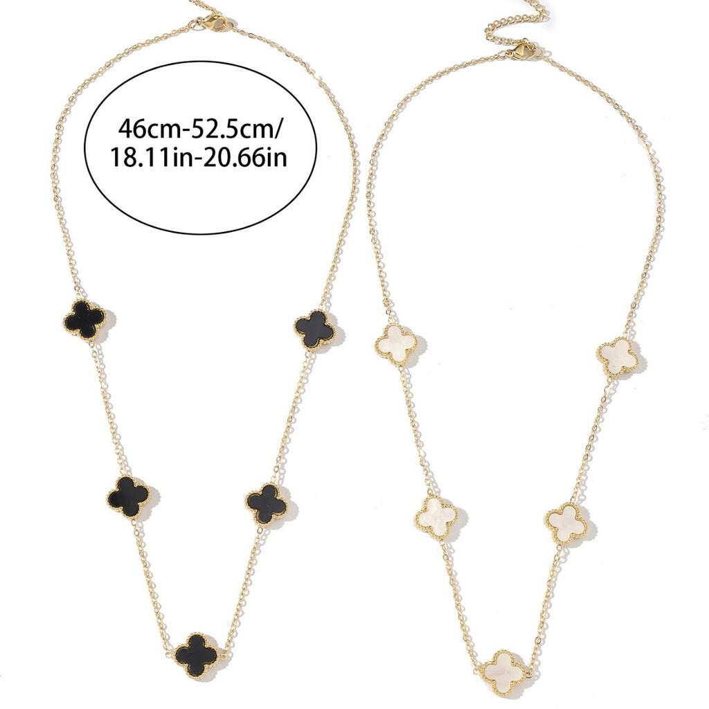 Collier trèfle à quatre feuilles chanceux à cinq fleurs Collier en acier titane Mode fille Chaîne de clavicule simple