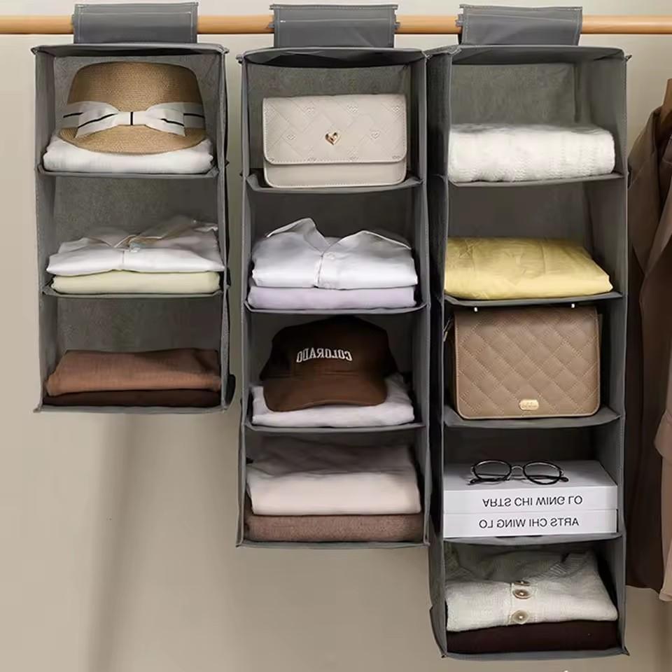 1/3/4/5 Layer Portable Wardrobe Hanging Storage Bag Interlayer Drawer Type Clothes Hangers Holder Hanging Closet Organizer