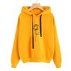 2025 Women's Drawstring Hooded Sweater Rose Print Loose Long Sleeves
