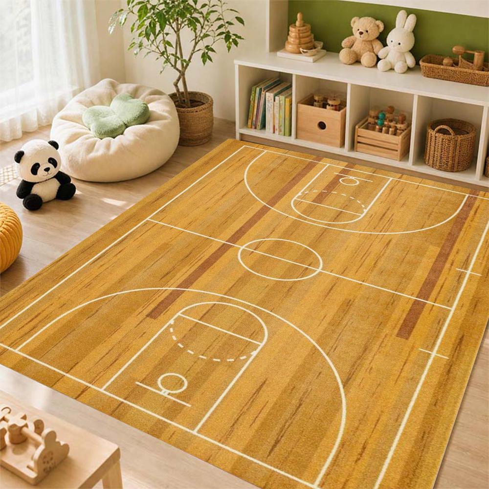 Wooden Basketball Court Indoor Rug Durable Stainresistant Easyclean Carpet For Bedroom Door Living Room Area Home Party Decor Birthday Gift